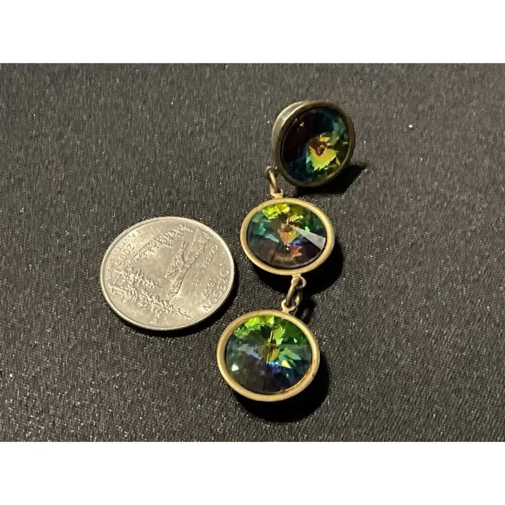 Vintage Gold Tone Watermelo Post Kaleidoscope Earrings